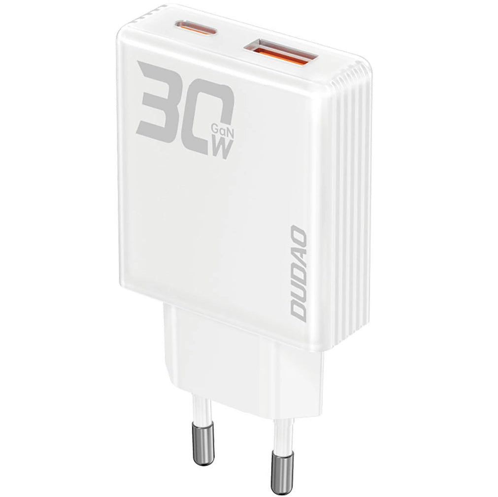 Omrežni polnilnik Dudao A30EU, 30 W, 3A, 1 x USB-A - 1 x USB-C, bel