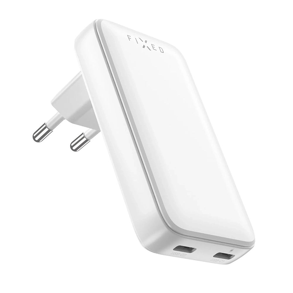 Polnilnik Fixed Slim, 45W, 3A, 2 x USB-C, Bel