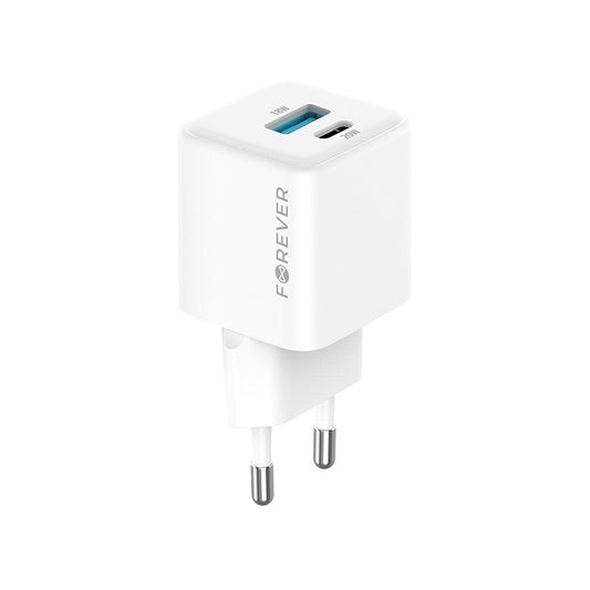 Polnilnik Forever TC-08-20AC, 20W, 3A, 1 x USB-A - 1 x USB-C, Bel