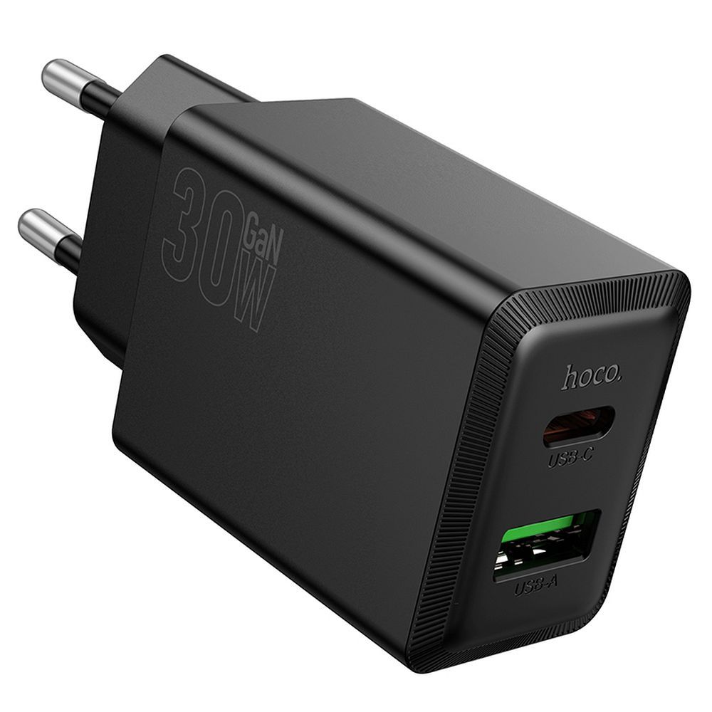Polnilnik omrežja HOCO N71, 30W, 3A, 1 x USB-A - 1 x USB-C, črn