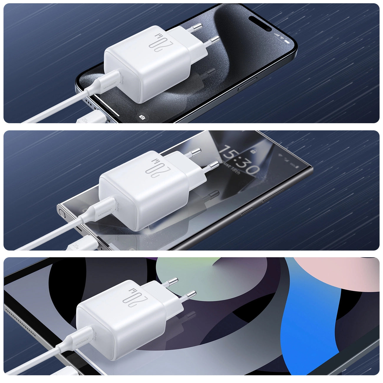 Polnilnik omrežja Joyroom JR-TCF20, 20W, 3A, 1 x USB-C, Bel