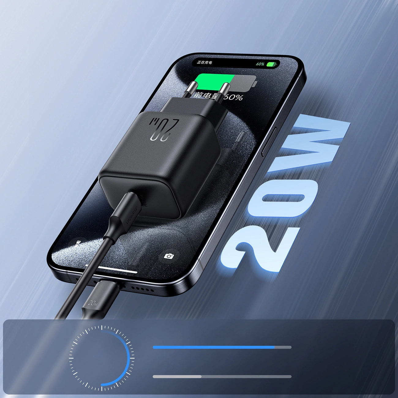 Polnilnik Joyroom JR-TCF20, 20W, 3A, 1 x USB-C, črn
