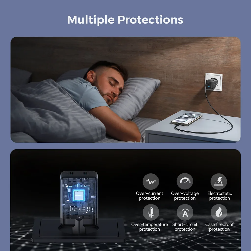 Polnilnik Joyroom JR-TCG17, 45W, 3A, 2 x USB-C, črn