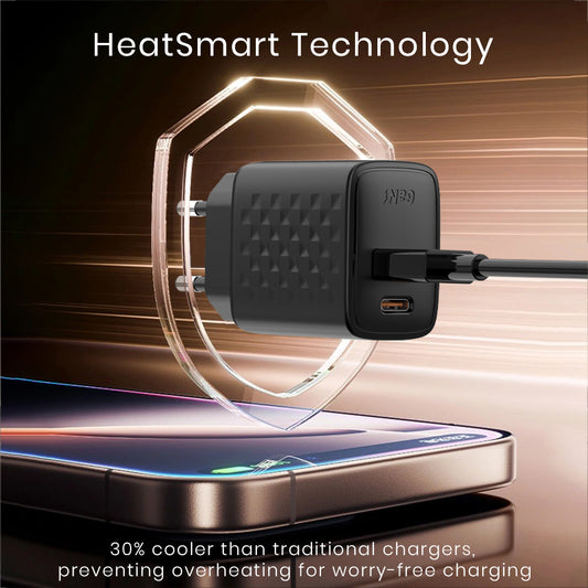 Polnilnik Lito LC15, 20W, 3A, 1 x USB-A - 1 x USB-C, črn