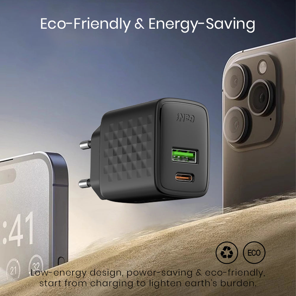 Polnilnik Lito LC15, 20W, 3A, 1 x USB-A - 1 x USB-C, črn