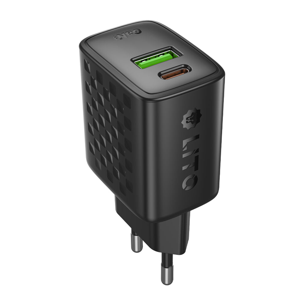 Polnilnik omrežja Lito LC19, 30W, 3A, 1 x USB-A - 1 x USB-C, črn
