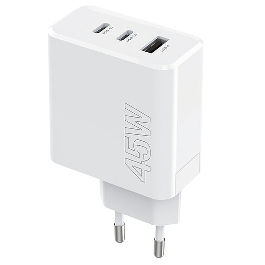 MaXlife omrežni polnilnik MXTC-07-45ACC, 45 W, 3A, 1 x USB-A - 2 x USB-C, bel