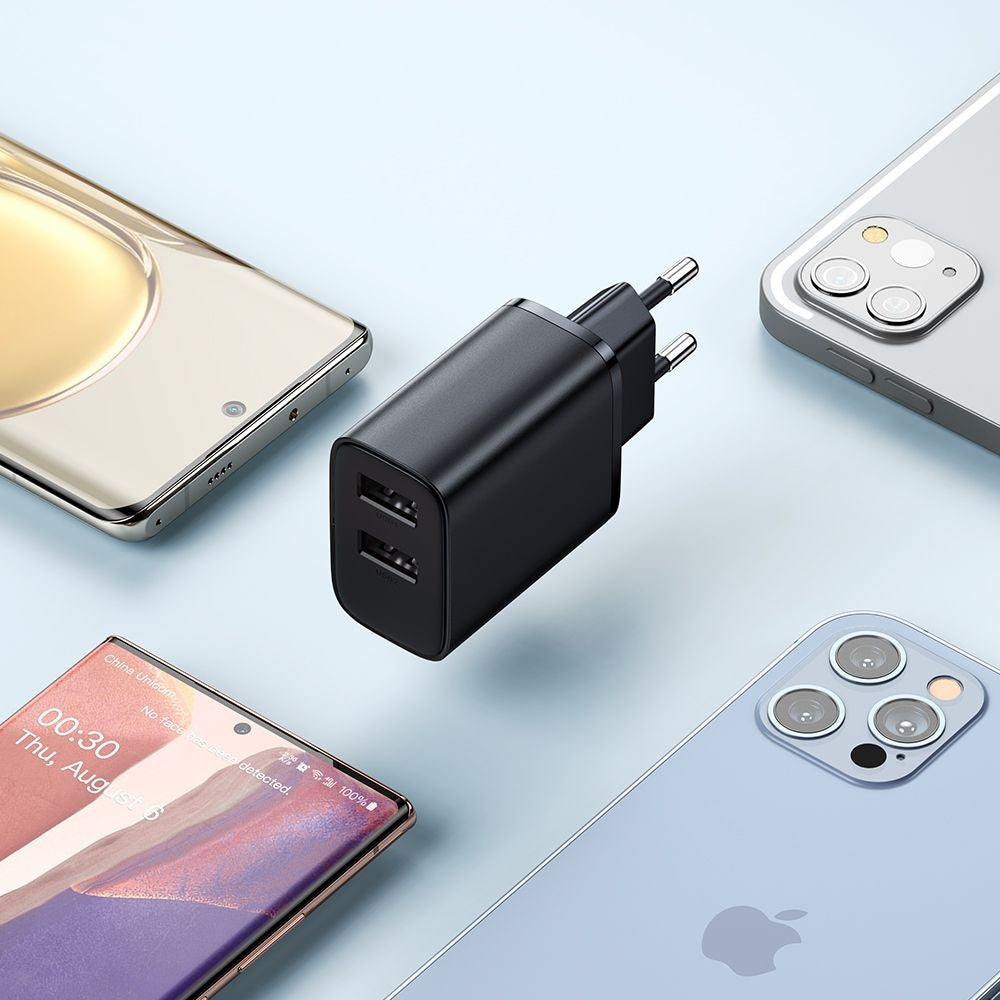 Polnilnik McDodo CH-5070 Beryllium, 12W, 2.4A, 2 x USB-A, črn