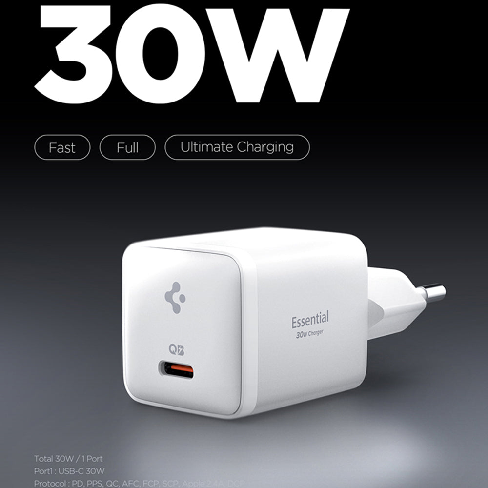 Polnilnik Spigen EE301EU Essential, 30W, 3A, 1 x USB-C, Bel ACH09492