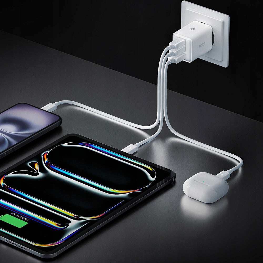 Polnilnik Spigen EE473EU Essential, 47W, 3A, 1 x USB-A - 2 x USB-C, Bel ACH09464