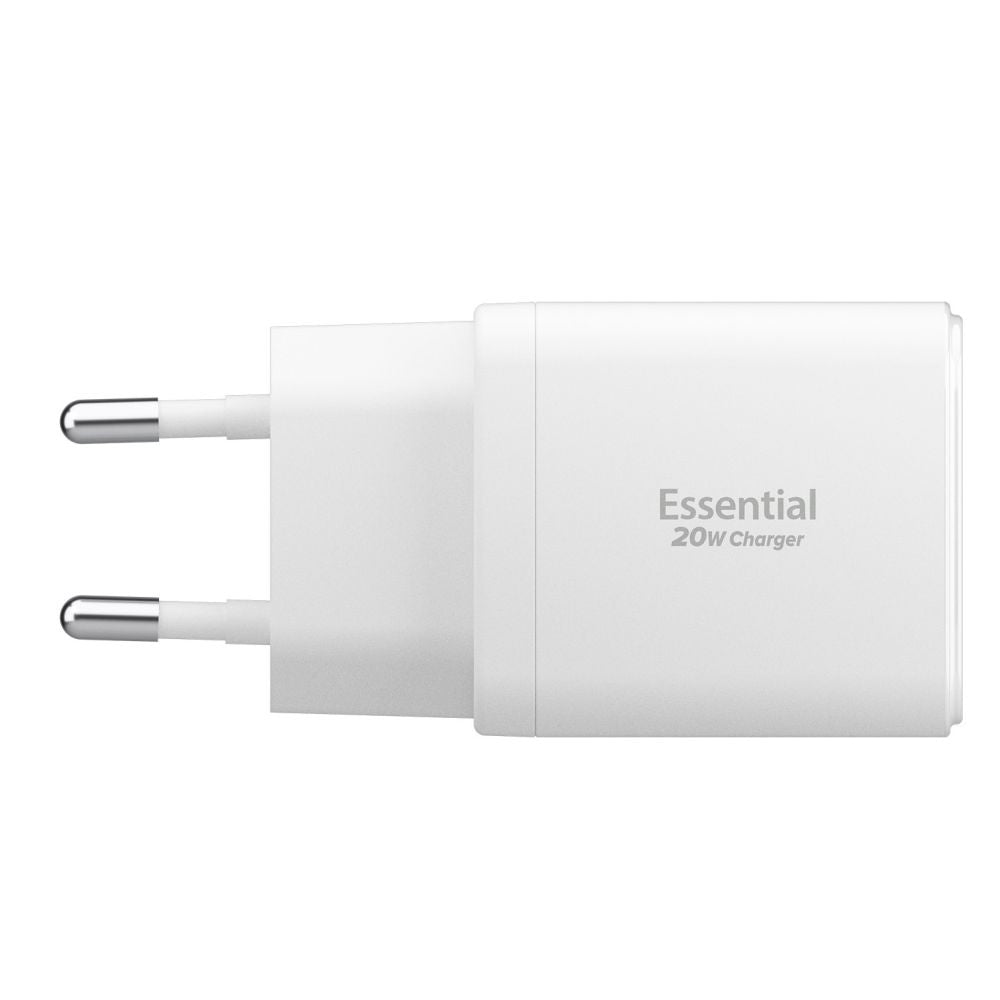 Polnilnik Spigen Essential, 20W, 3A, 1 x USB-A - 1 x USB-C, bel