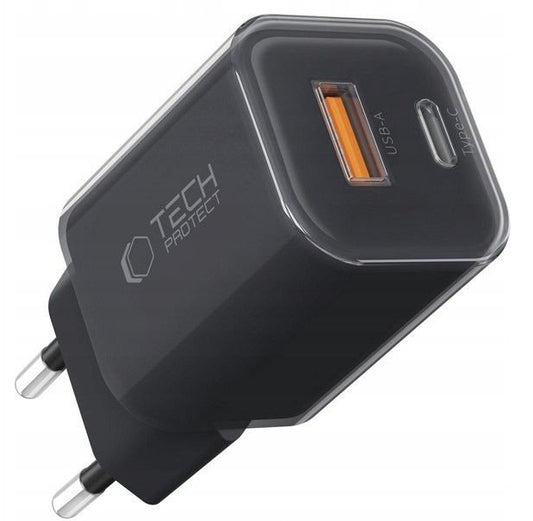 Polnilnik omrežja Tech-Protect NCM33W, 33W, 3A, 1 x USB-A - 1 x USB-C, Črn
