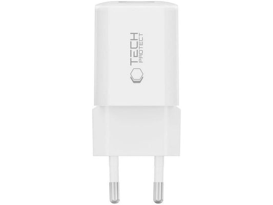 Polnilnik omrežja Tech-Protect NCM33W, 33W, 3A, 1 x USB-A - 1 x USB-C, Bel