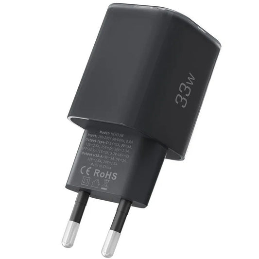 Polnilnik omrežja Tech-Protect NCM33W, 33W, 3A, 1 x USB-A - 1 x USB-C, Črn