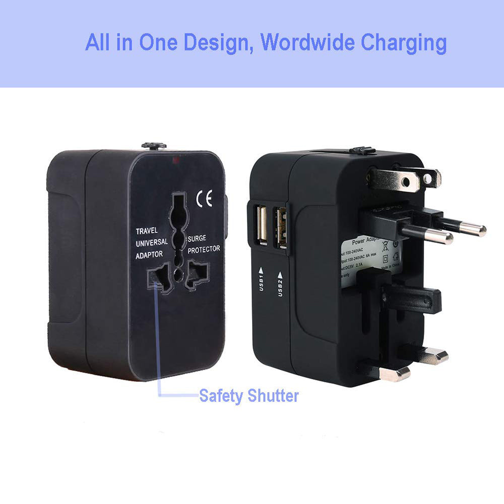 Polnilnik Techsuit HHT202 Travel, 10W, 2A, 2 x USB-A, Bel