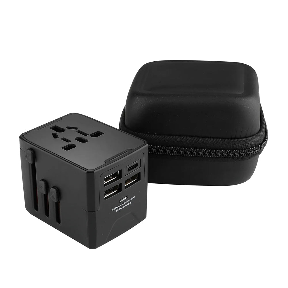 Techsuit HHT520 Travel Network Charger, 15W, 3A, 3 x USB-A - 1 x USB-C, Black