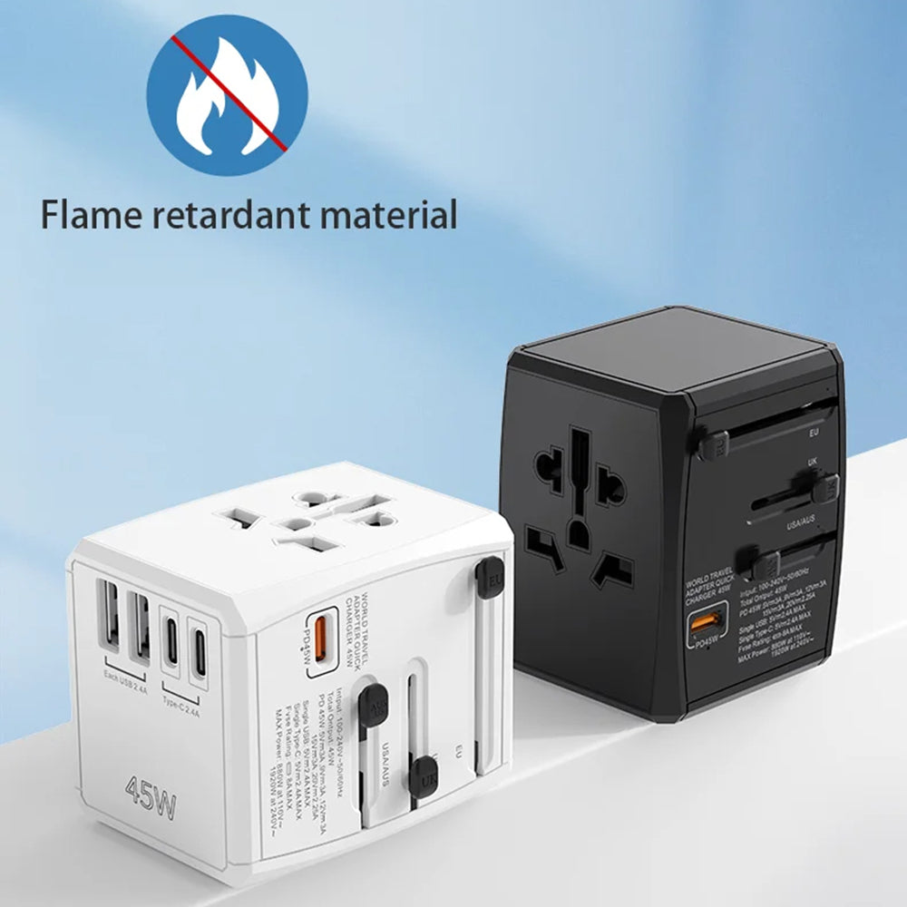 Polnilnik Techsuit HHT905 Travel, 45W, 3A, 2 x USB-A - 2 x USB-C, črn