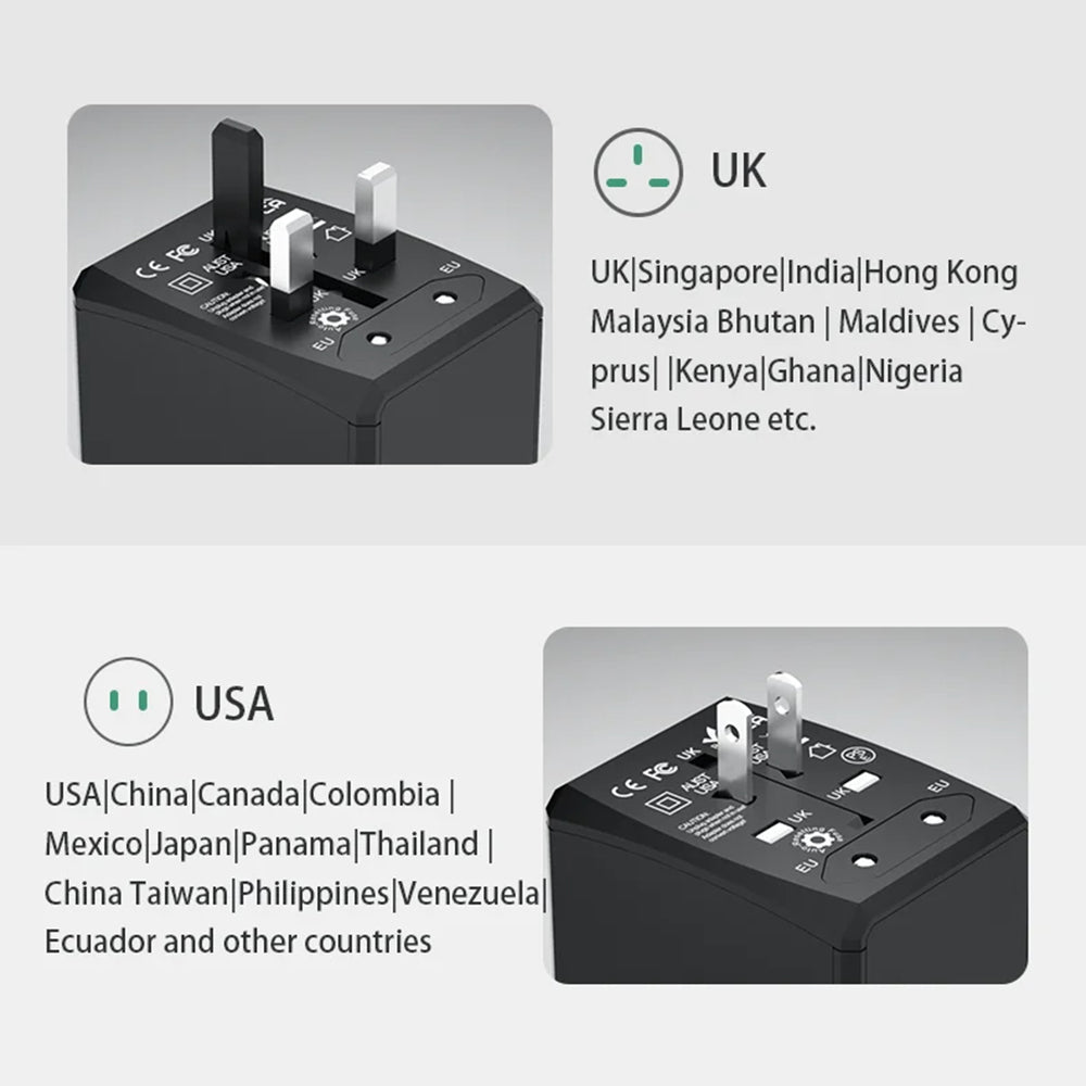 Polnilnik Techsuit HHT905 Travel, 45W, 3A, 2 x USB-A - 2 x USB-C, črn