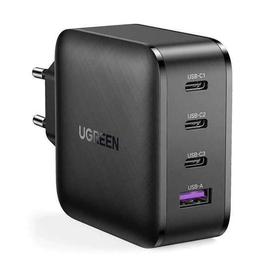 Mrežni polnilnik UGREEN CD104, 65 W, 3A, 1 x USB-A - 3 x USB-C, črn