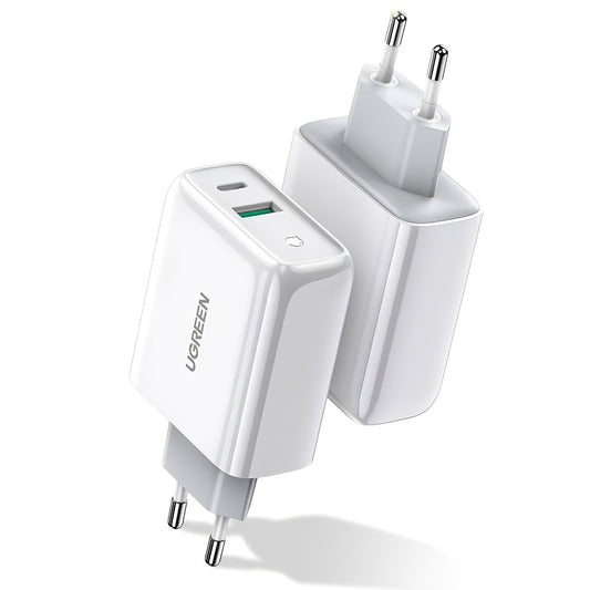 Mrežni polnilnik UGREEN CD170, 36 W, 3A, 1 x USB-A - 1 x USB-C, bel