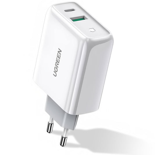 Mrežni polnilnik UGREEN CD170, 36 W, 3A, 1 x USB-A - 1 x USB-C, bel