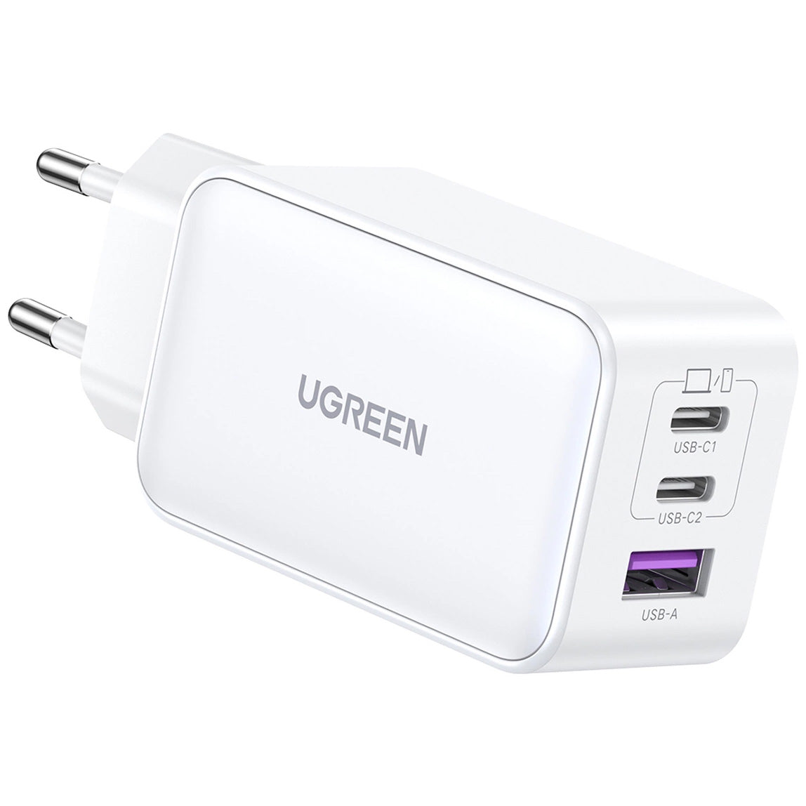 Network Charger UGREEN CD244, 65W, 3A, 1 x USB-A - 2 x USB-C, White