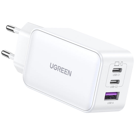 Mrežni polnilnik UGREEN CD244, 65 W, 3A, 1 x USB-A - 2 x USB-C, bel