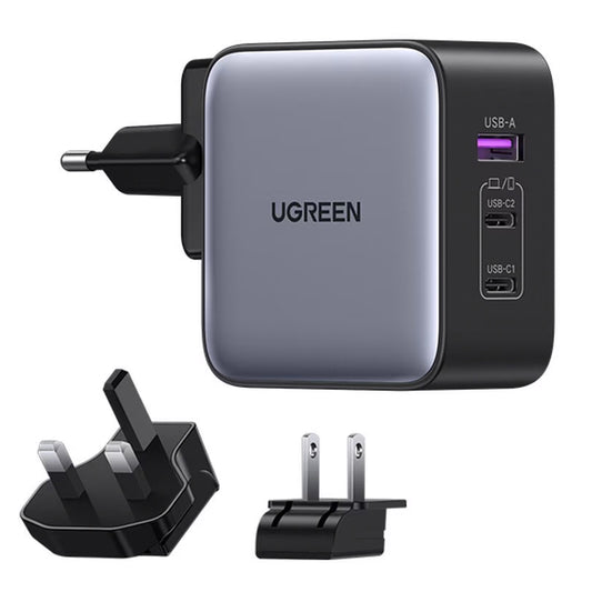 Mrežni polnilnik UGREEN CD296, 65 W, 5 A, 1 x USB-A - 2 x USB-C, siv