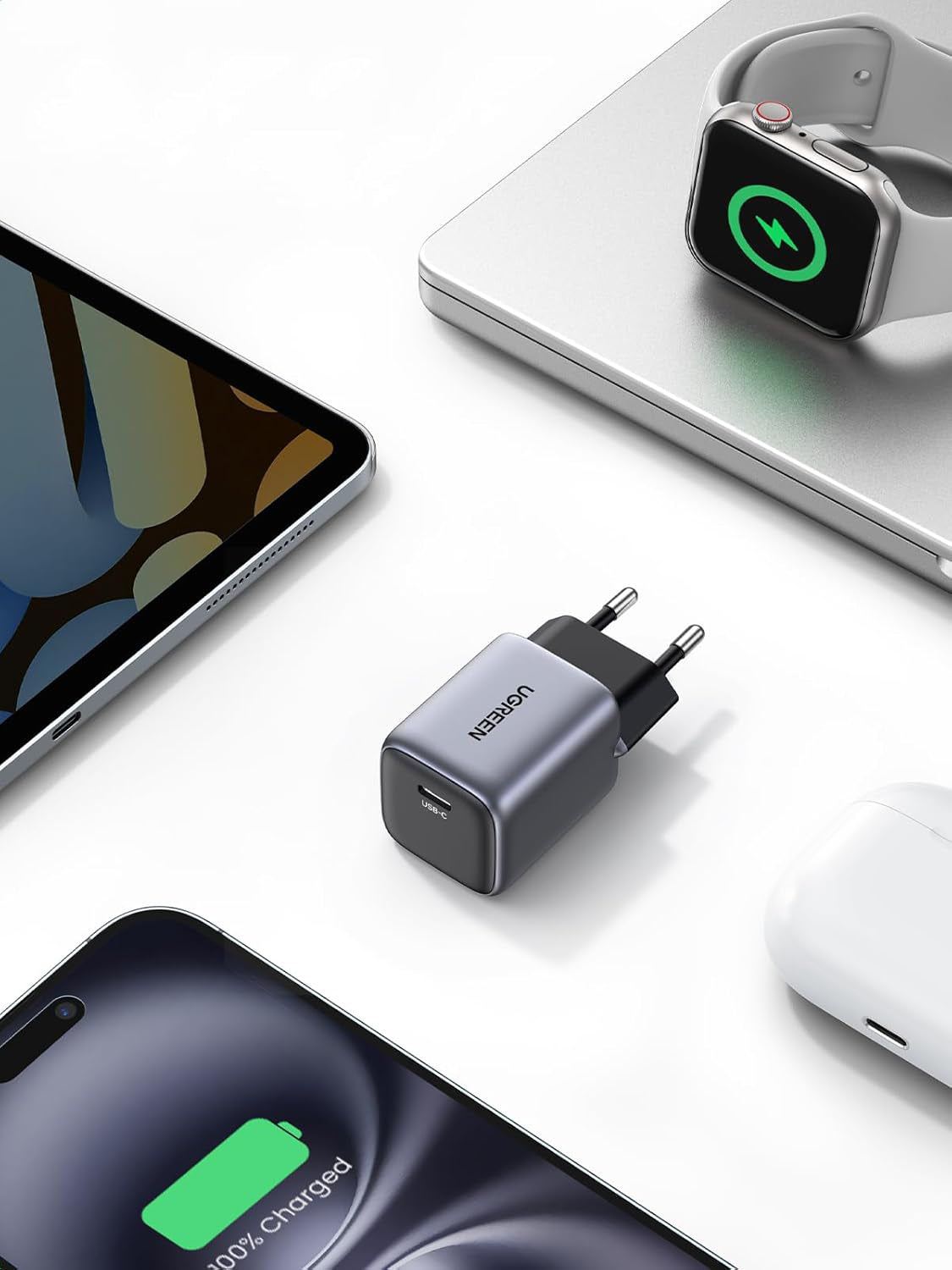 Network Charger UGREEN CD319, 30W, 3A, 1 x USB-C, Grey