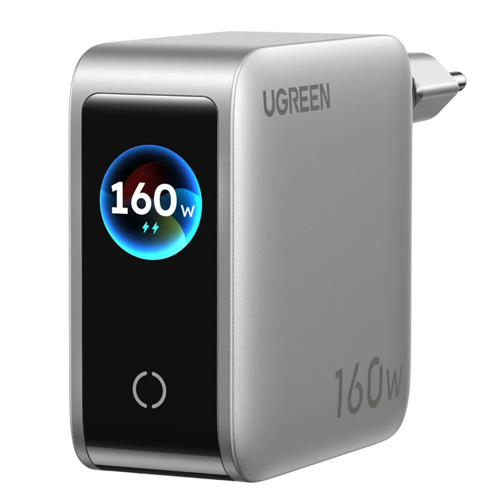 Omrežni polnilnik UGREEN Nexode Pro X774 (65637B) z zaslonom, 160 W, 5 A, 1 × USB-A – 4 × USB-C, siv