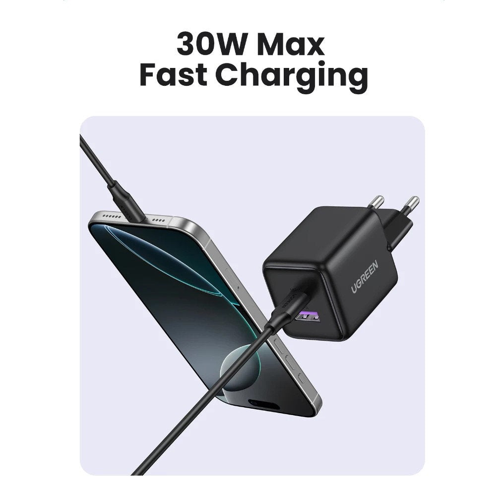 Polnilnik UGREEN X516, 30W, 3A, 1 x USB-A - 1 x USB-C, Roza