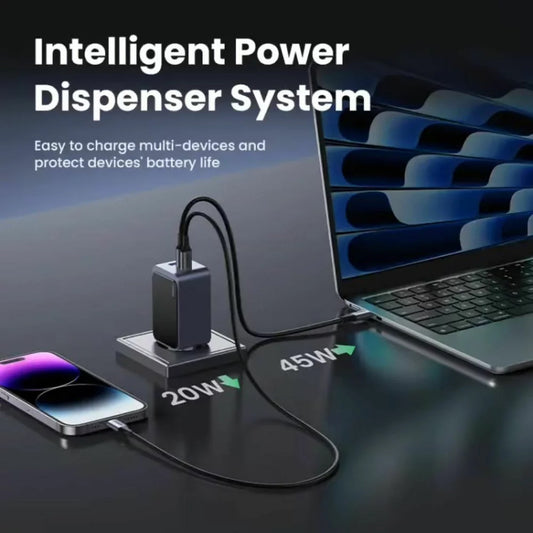 Omrežni polnilnik UGREEN X553 Nexode Pro, 65 W, 3A, 1 x USB-A - 2 x USB-C, siv
