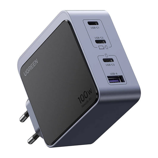 Omrežni polnilnik UGREEN X565 Nexode Air, 100 W, 5 A, 1 x USB-A - 3 x USB-C, siv