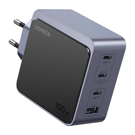 Omrežni polnilnik UGREEN X565 Nexode Air, 100 W, 5 A, 1 x USB-A - 3 x USB-C, siv