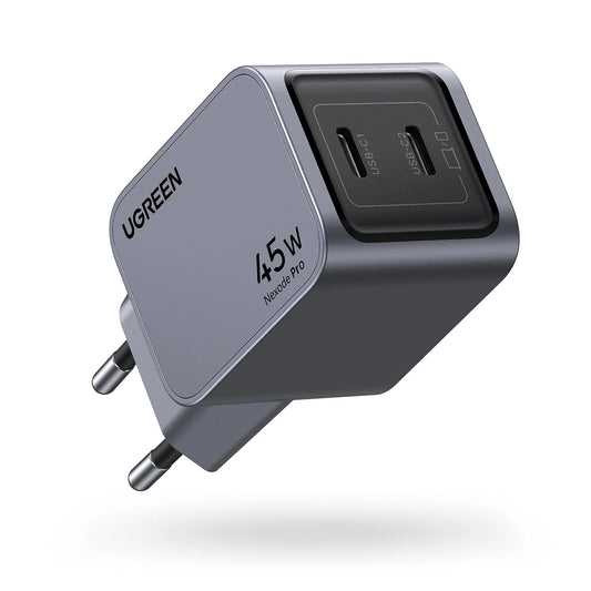 Omrežni polnilnik UGREEN X707 Nexode Pro, 45 W, 3A, 2 x USB-C, siva