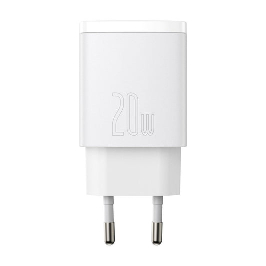 Omrežni polnilnik Baseus Compact, 20 W, 3A, 1 x USB-A - 1 x USB-C, bel CCXJ-B02