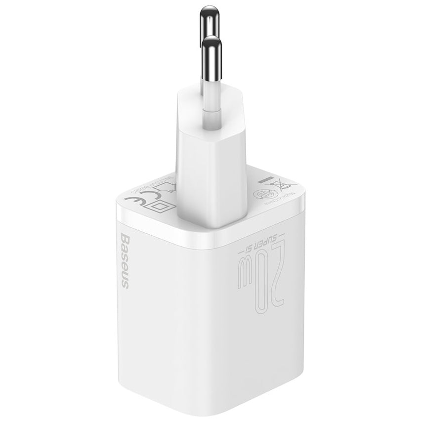 Baseus Super Si omrežni polnilnik, 20 W, 3 A, 1 x USB-C, bel CCSUP-B02