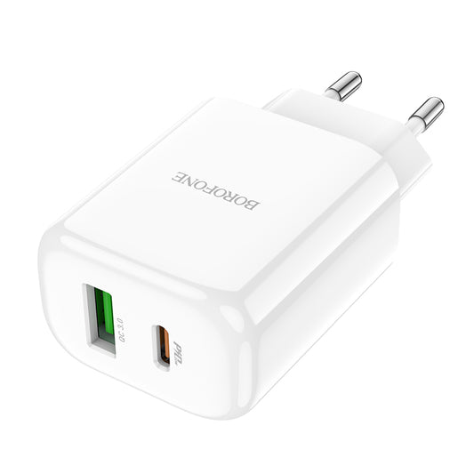 Polnilnik omrežja Borofone BBN4 Potential, 20W, 3A, 1 x USB-A - 1 x USB-C, Bel