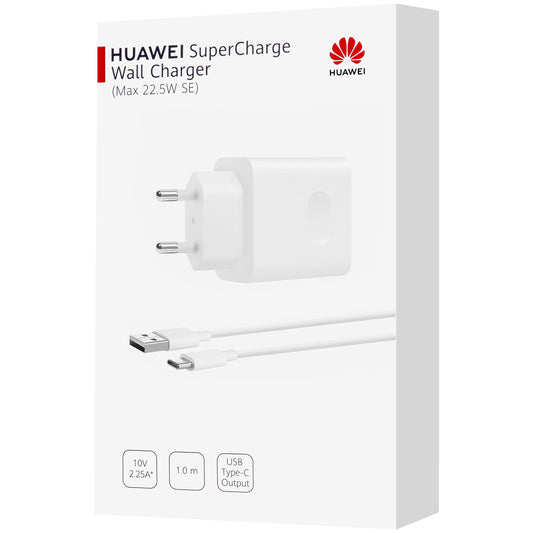 Omrežni polnilnik Huawei CP404B s kablom USB-C, 22,5 W, 2,25 A, 1 x USB-A, bel 55033325