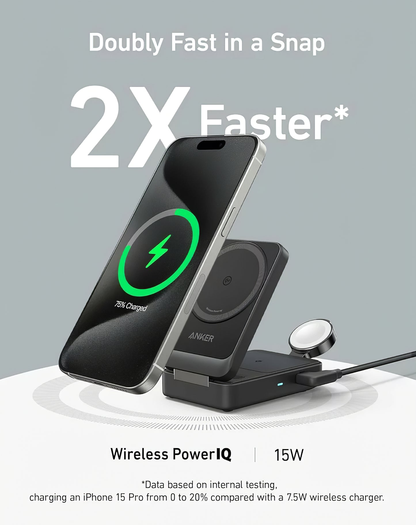 Wireless Network Charger Anker MagGo 3in1, 15W, 1.67A, Black B2557311