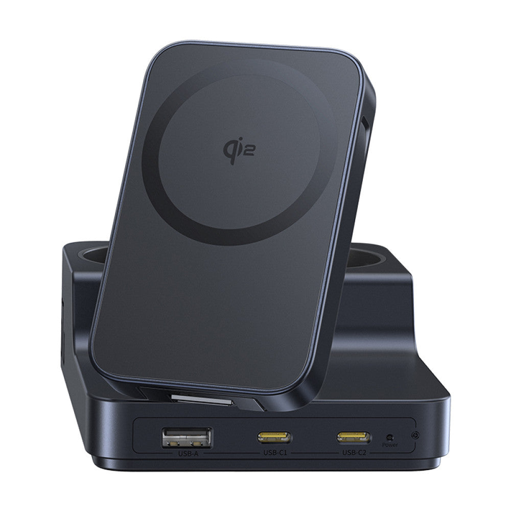 Polnilna postaja Baseus Nomos ND11 QI 6v1, 67W, 3.35A, 1 x USB-A - 2 x USB-C - 2 x Schuko, Črna P80015804213-00