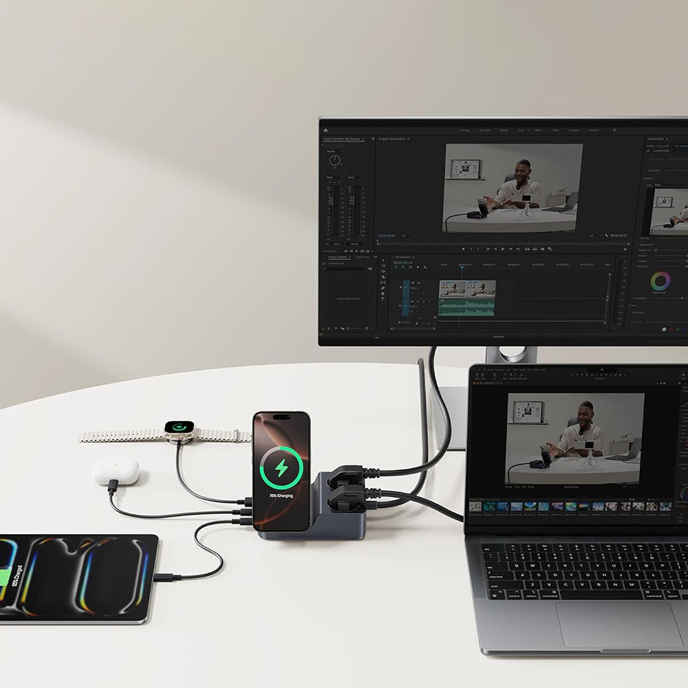 Polnilna postaja Baseus Nomos ND11 QI 6v1, 67W, 3.35A, 1 x USB-A - 2 x USB-C - 2 x Schuko, Črna P80015804213-00
