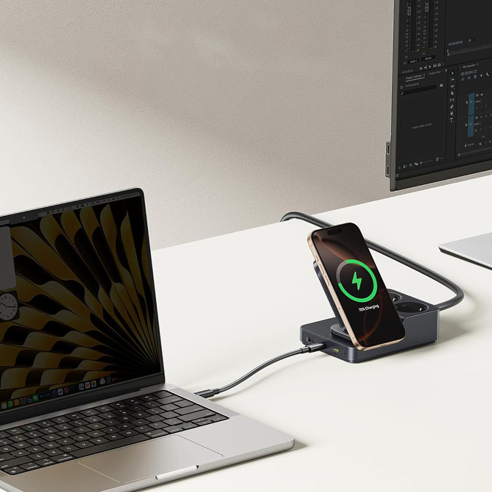 Polnilna postaja Baseus Nomos ND11 QI 6v1, 67W, 3.35A, 1 x USB-A - 2 x USB-C - 2 x Schuko, Črna P80015804213-00