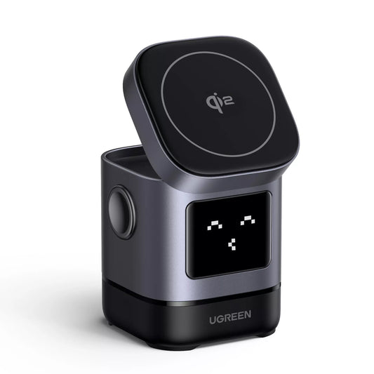 Brezžični omrežni polnilnik UGREEN W709 Uno 2in1, 15 W, 1,67 A, črn