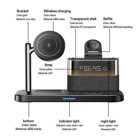 Brezžični polnilnik Yesido DS37 Display 3in1, 25W, 1.67A, črn