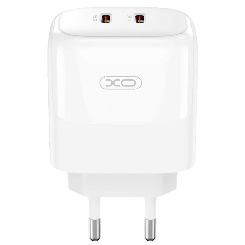 Omrežni polnilnik XO Design L140, 35 W, 3A, 2 x USB-C, bel