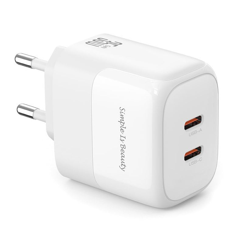 Omrežni polnilnik XO Design L140, 35 W, 3A, 2 x USB-C, bel