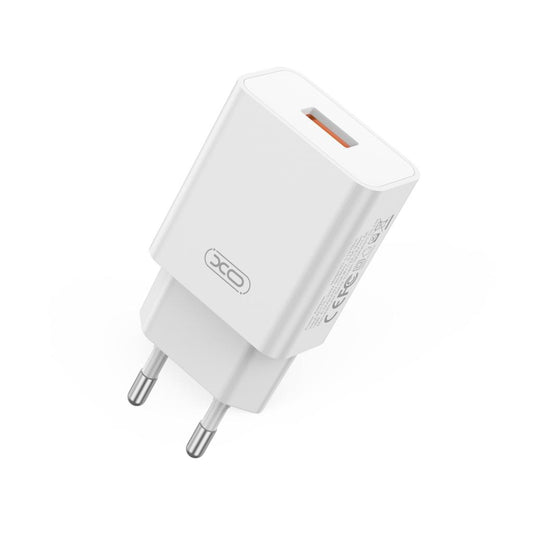 Polnilnik omrežja XO Design L127, 18W, 3A, 1 x USB-A, Bel
