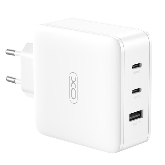 Omrežni polnilec XO Design CE14, 100W, 3,25A, 1 x USB-A - 2 x USB-C, bel