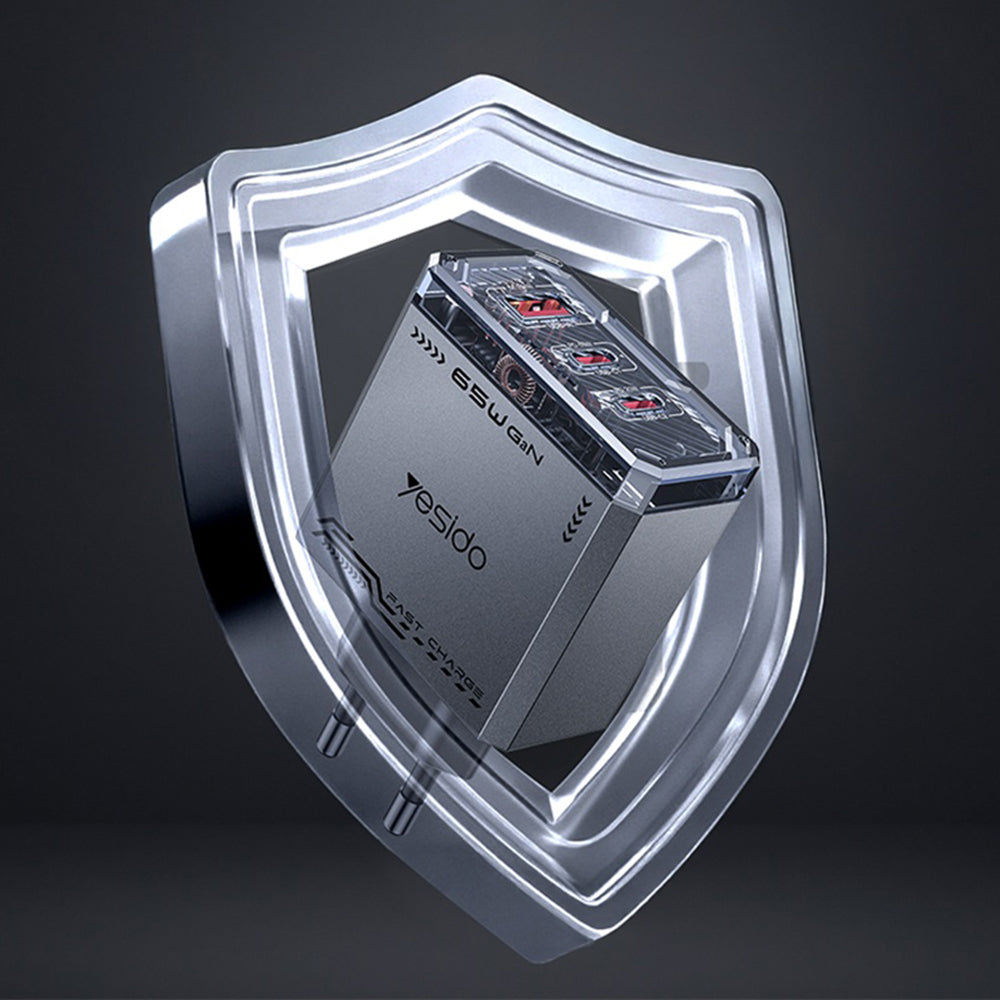 Polnilnik Yesido YC101, 65W, 3.25A, 1 x USB-A - 2 x USB-C, črn